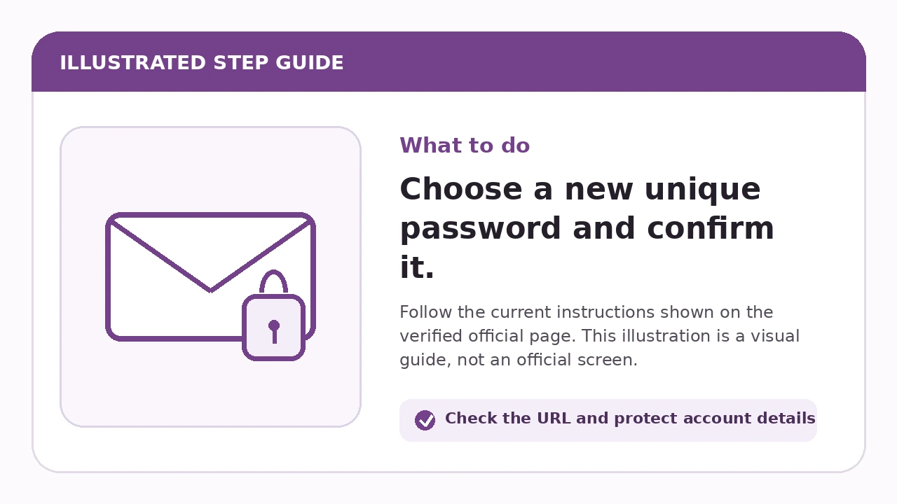 Illustrated guide for Choose a new unique password and confirm it