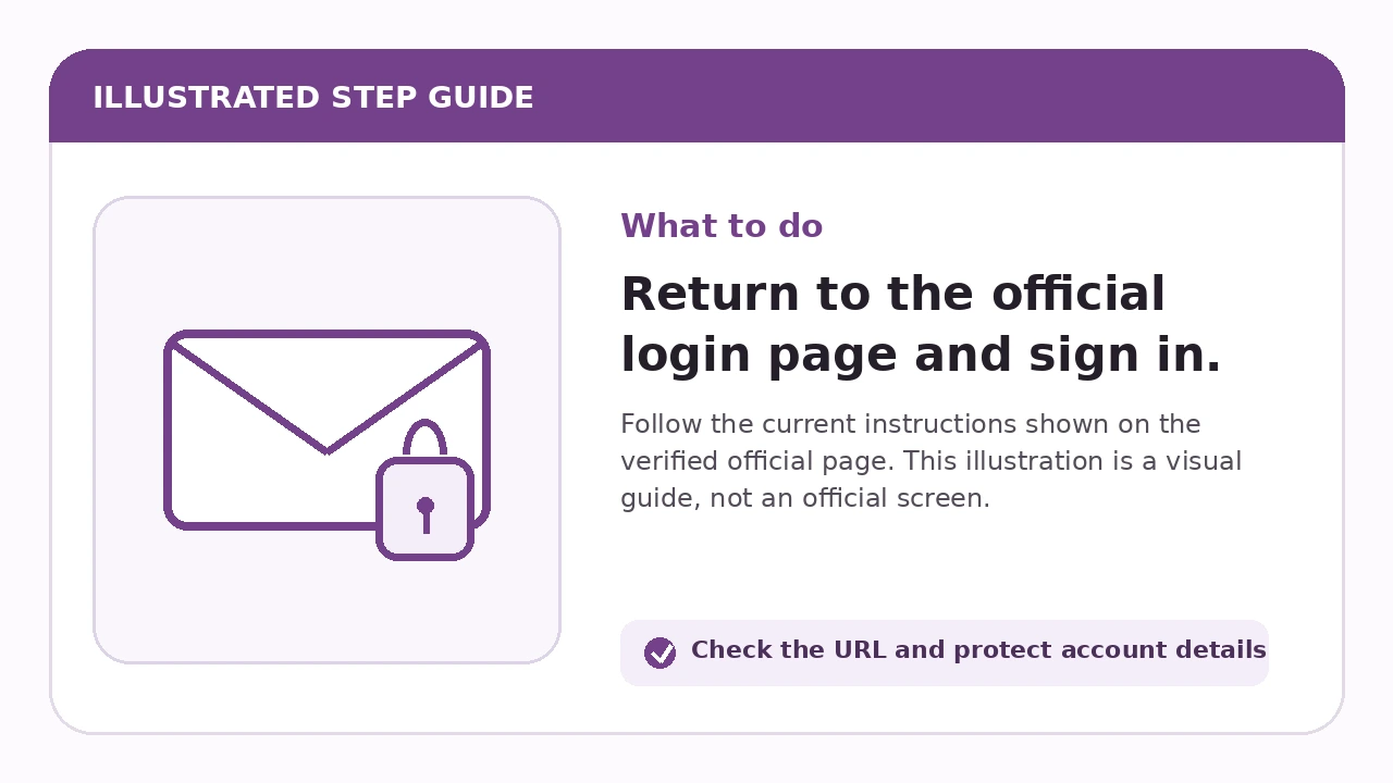 Illustrated guide for Return to the official login page and sign in