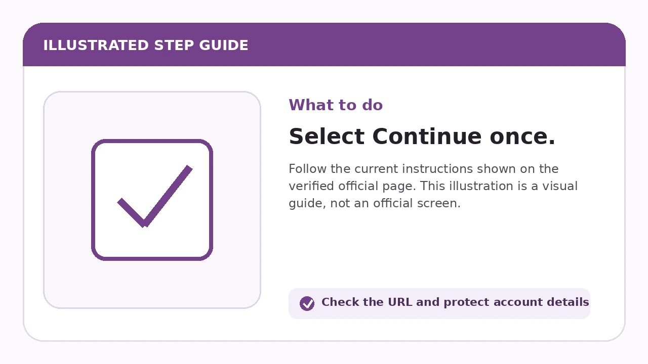 Illustrated guide for Select Continue once