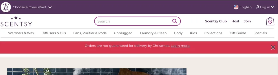 Scentsy public website header used to verify the official domain